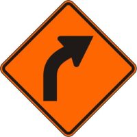 Construction Curve Sign W1-2R-O