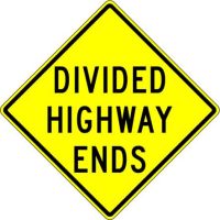 Divided Highway Ends W6-2A