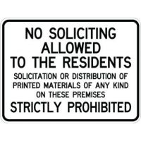 No Soliciting Allowed To The Residents AR 118