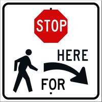 Stop Here for Pedestrians Right Sign R1-5bR
