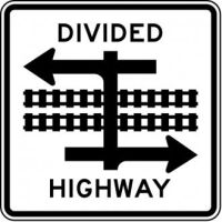 Divided Highway Crossing Sign R15-7