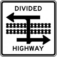 Divided Highway Crossing Sign R15-7a