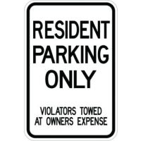 Resident Parking Only Violator Sign AR-137