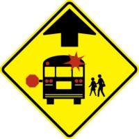 S3-1b School Bus Stop Ahead Symbol 