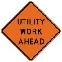 Utility Work Ahead Roll-Up Construction Signs W21-7-RU